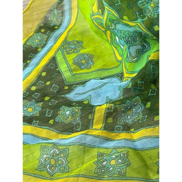 Women's Scarf Silk Blend Hand Painted & Rolled Made in Japan Dry Clean 46" x 15" - Picture 2 of 7